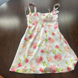 Pink and Green Floral Dress